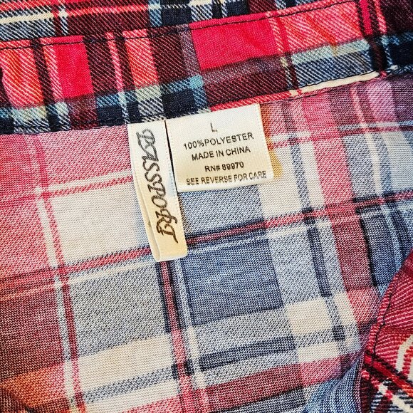 Passport Women's Plaid Flannel Shirt Stretch Long Sleeve Tight-fitting Size L - Picture 5 of 5